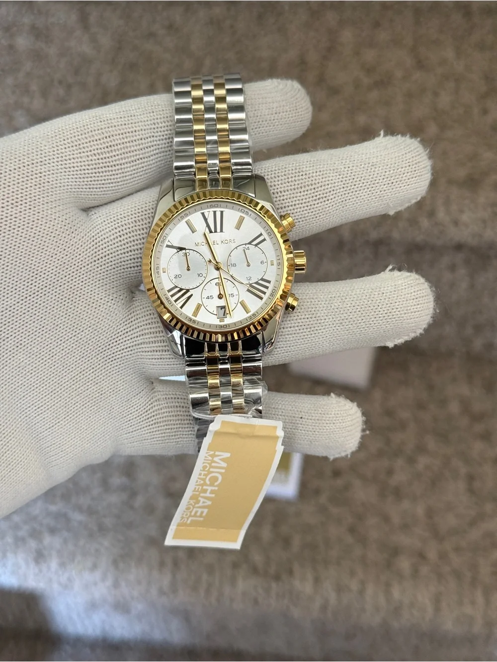 Michael Kors women’s  Two-Tone Gold and Silver Stainless Steel Chronograph